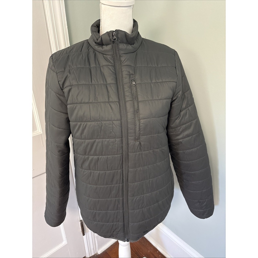 Eddie Bauer Puffer Jacket Men's Small Gray‎ Quilted Full Zip Winter Coat